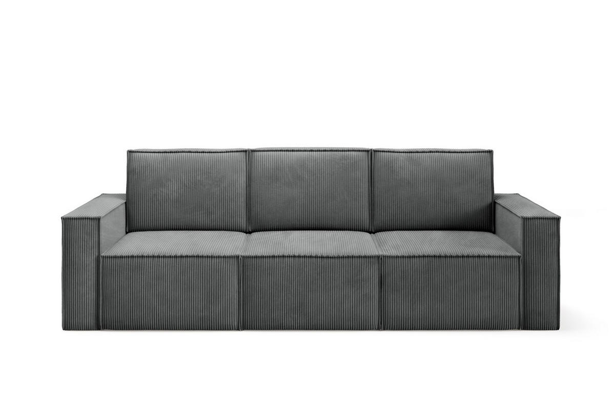 SOFA Orto Dunkelgrau, Dreisitzer Polstersofa - Dunkelgrau, Holzwerkstoff/Textil (247/93/82cm) - Bettso