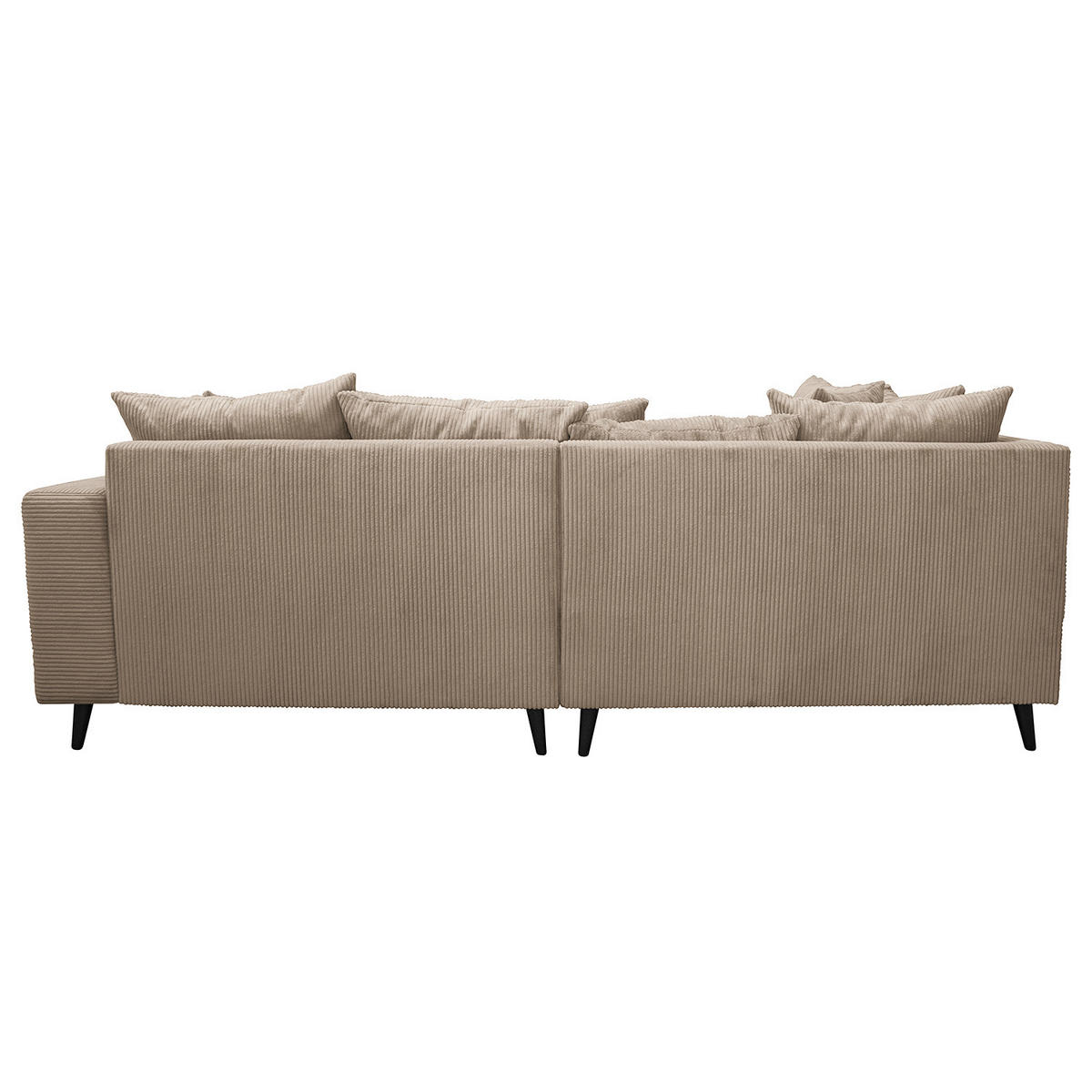 ECKSOFA mit Ottomane und Hocker - Schwarz/Cappuccino, Birkenholz/Textil (247/174cm) - home24