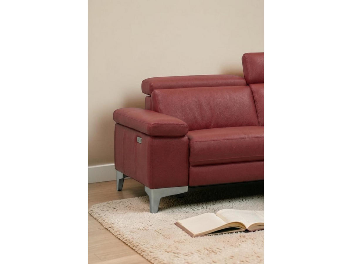 3-SITZER Sofa Talisman Echtleder Rot - Rot, Leder/Metall (216/80/100cm)