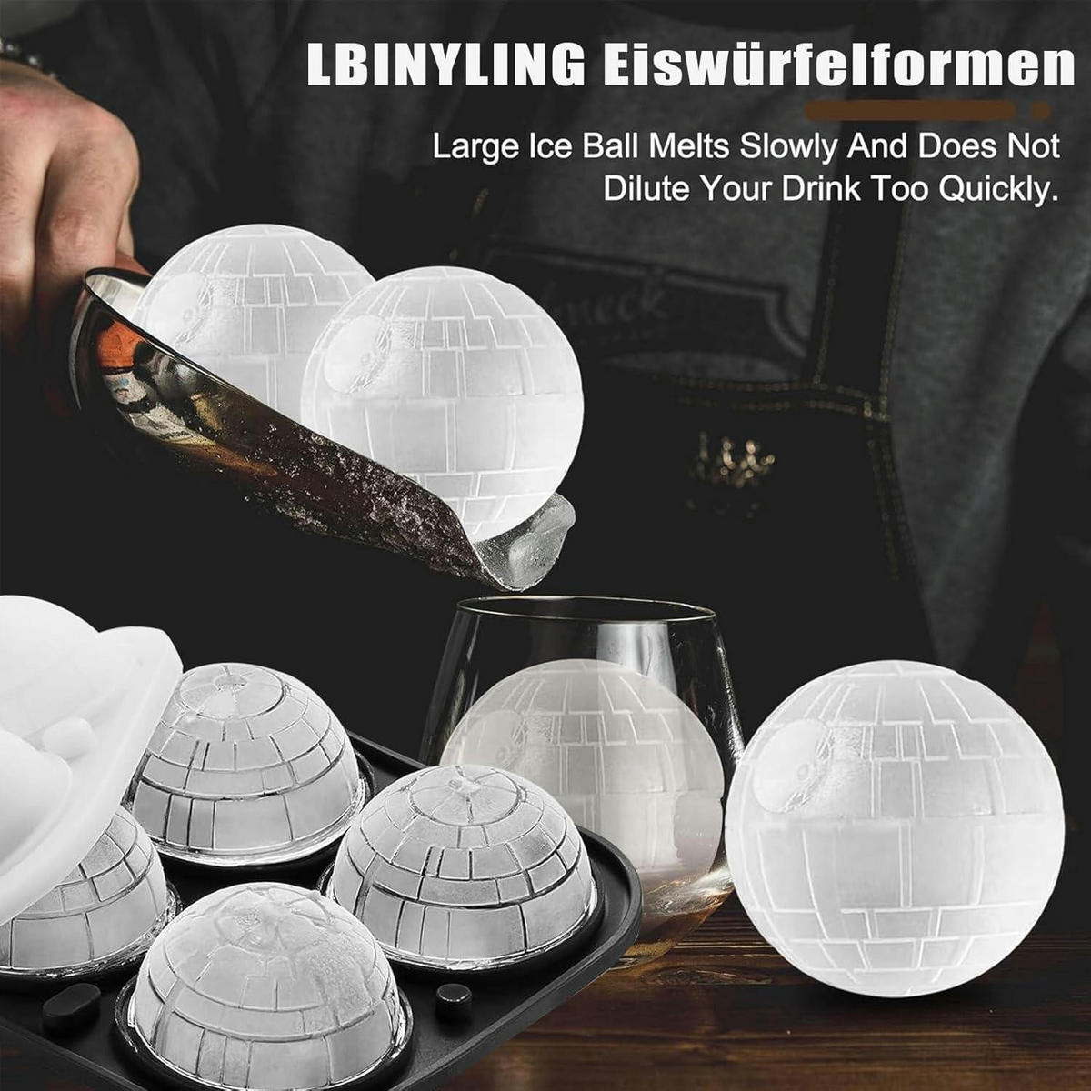 EISWÜRFELFORM Todesstern Ball Silikon 4er Set - Multicolor, Kunststoff (13/4/13cm)
