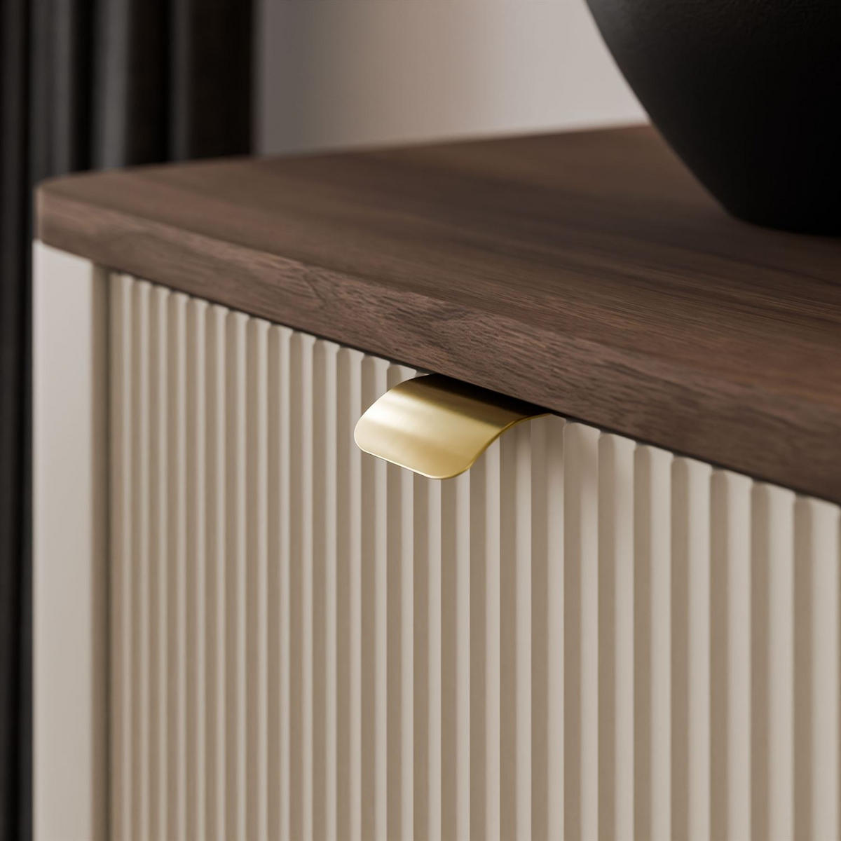 KOMMODE für das Wohnzimmer AUTUMN 3S auf hohen Beinen, Kaschmir / Nussbaum - Beige/Braun, Holzwerkstoff (90/82/40cm) - Lookway