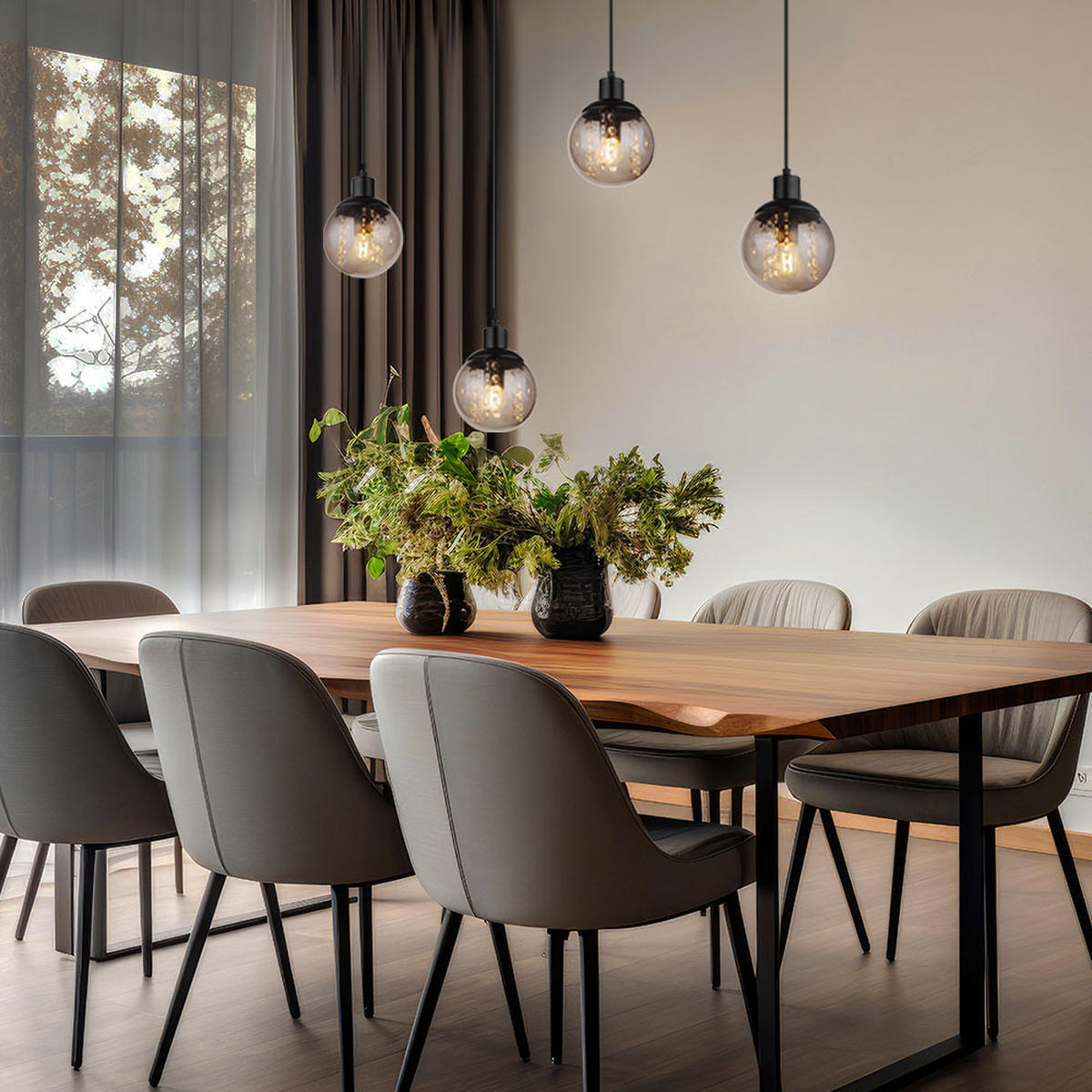 HÄNGELEUCHTE GUNDI Holzoptik Schwarz Braun - Schwarz, Holz (95/15/165cm) - Globo Lighting