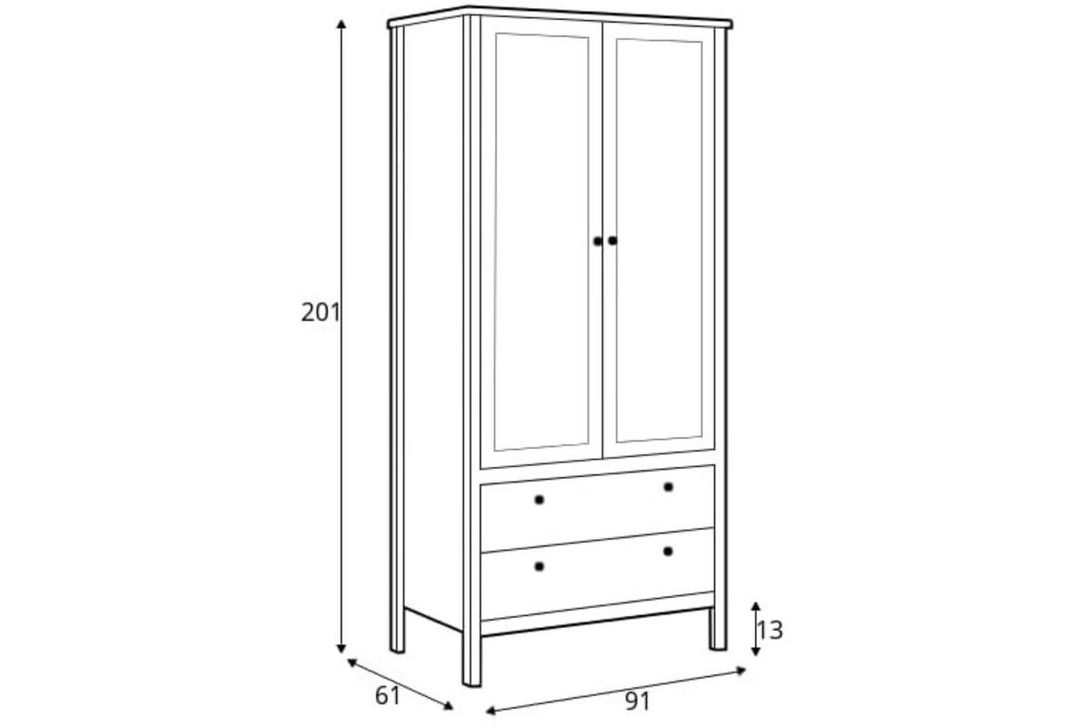 GARDEROBE FARGE, Kleiderschrank mit Türen und Schubladen, weiß - Weiß, Holz (91/201/61cm) - KONSIMO®