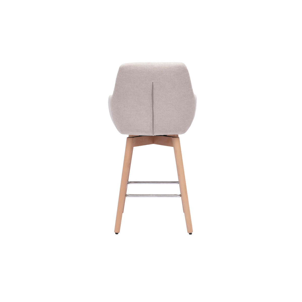 SKANDINAVISCHE Barhocker 360° drehbar in Textur-Beige Samteffekt Stoff und helles Holz H65 cm (2er Set) ALESS - Beige, Textil (54/94/53cm) - Miliboo