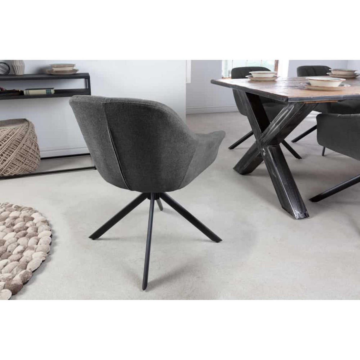 ARMLEHNSTUHL PAPILLON Strukturstoff Anthrazit, Schwarz - Schwarz/Grau, Textil/Metall (65/83/66cm) - riess-ambiente