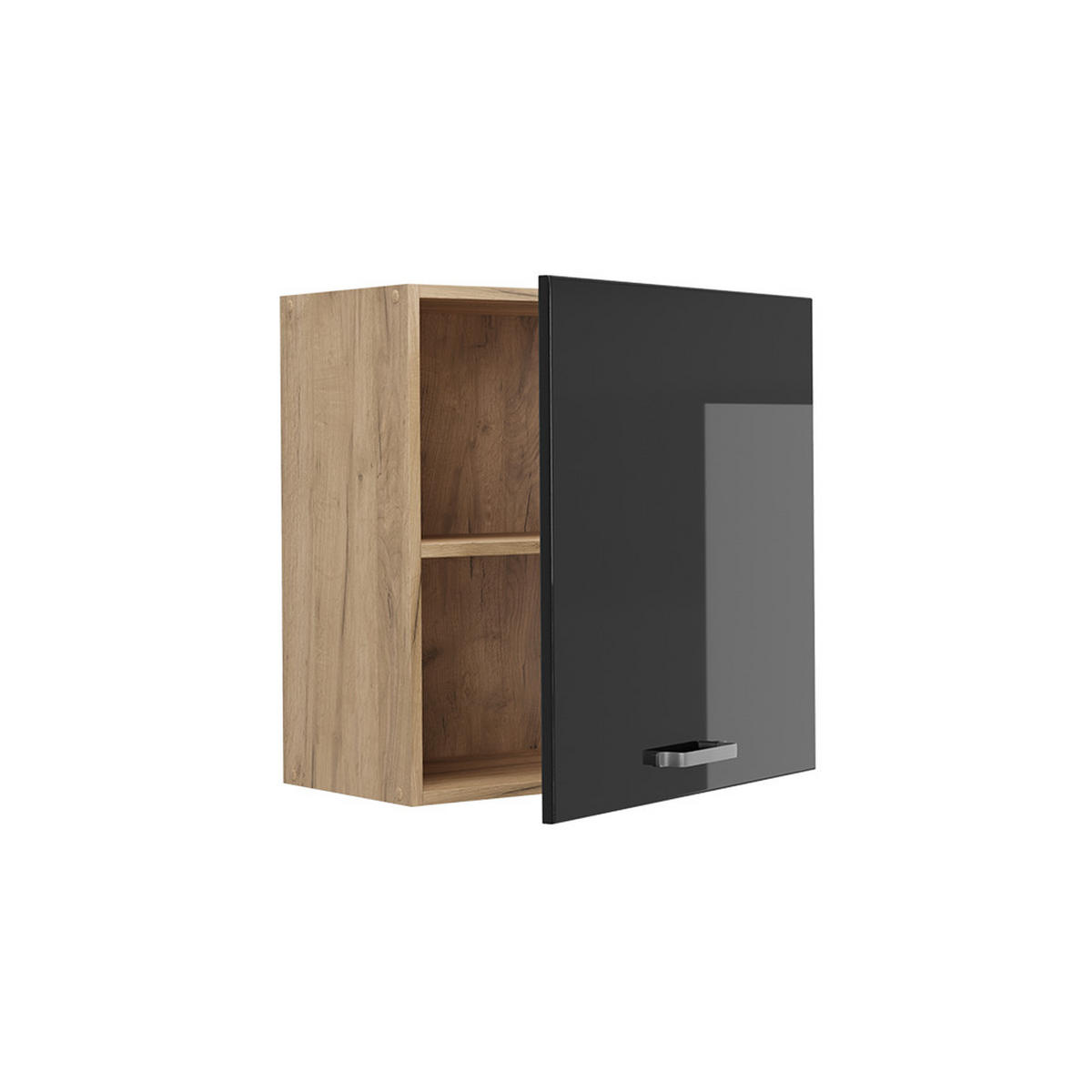 HÄNGESCHRANK R-Line, Schwarz Hochglanz/Goldkraft Eiche, 60 cm mit 1 Tür - Honigeiche/Schwarz Hochglanz, Holzwerkstoff (60/60/31cm) - Vicco