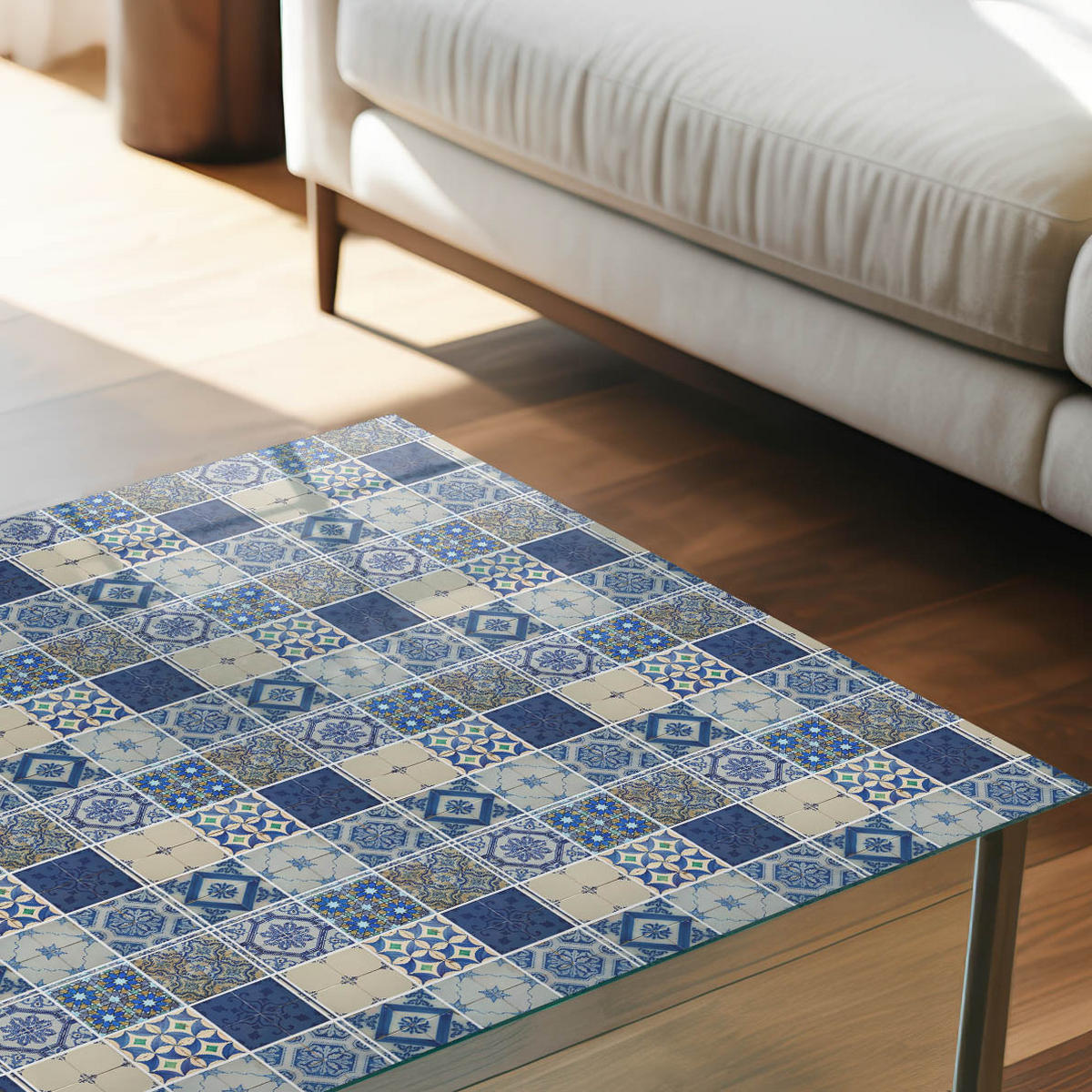 TISCHPLATTE 50x50 cm – Orientalisches Mosaik - Grau, Glas (50/50/0.4cm) - Wallfluent