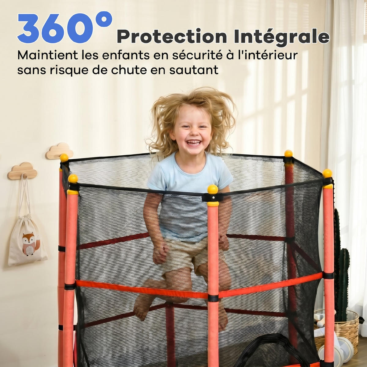 TRAMPOLIN DE-18985 Ø163 cm mit Sicherheitsnetz Rot - Rot, Metall (163/163cm) - ComfortXL