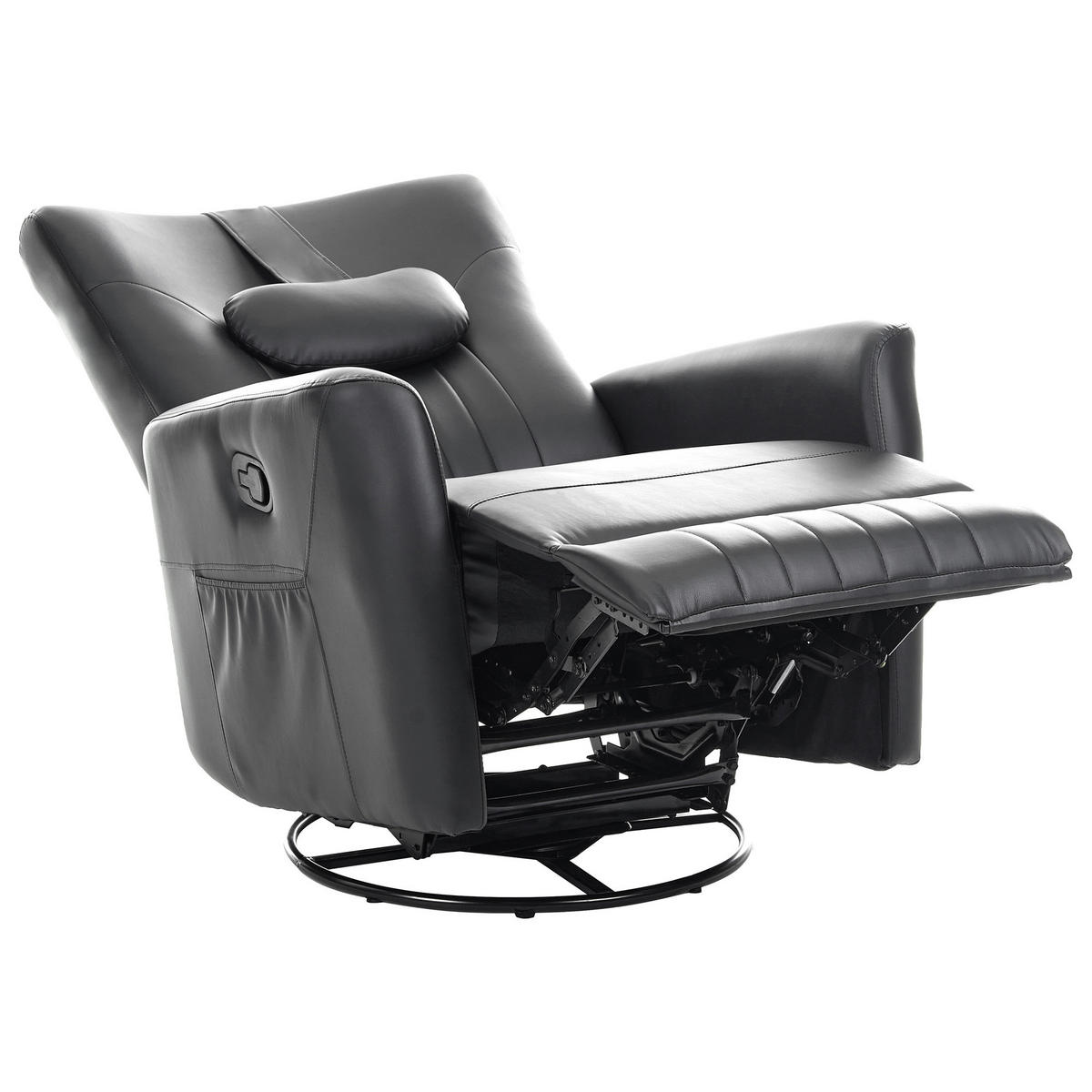 SCHAUKEL-FERNSEHSESSEL drehbar Kunstleder Schwarz Rea - Schwarz, Kunststoff/Metall (85/102/107cm) - Beliani