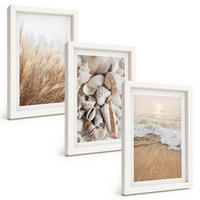 BILDER SET 3er Set - 20x30 cm Weißer Rahmen - Strandmotive, Muscheln, Wellen - Weiß, Kunststoff (20/30cm) - TULUP