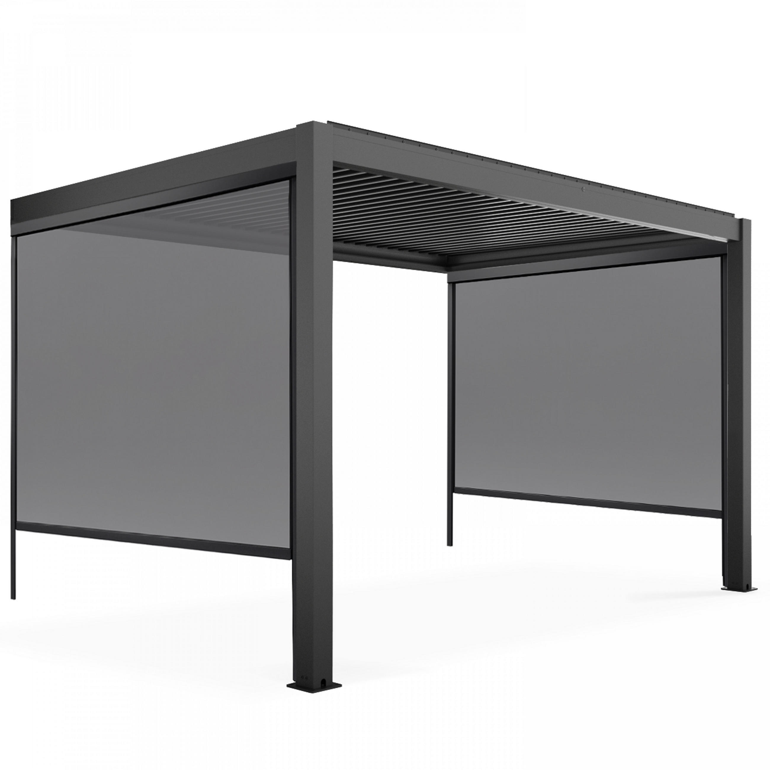 PERGOLA 3x4 m, mit 2 Markisen, Grau - Grau, Metall (281/257/403cm) - Oviala