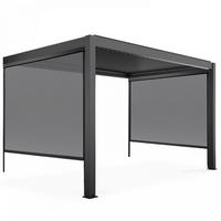 PERGOLA 3x4 m, mit 2 Markisen, Grau - Grau, Metall (281/257/403cm) - Oviala