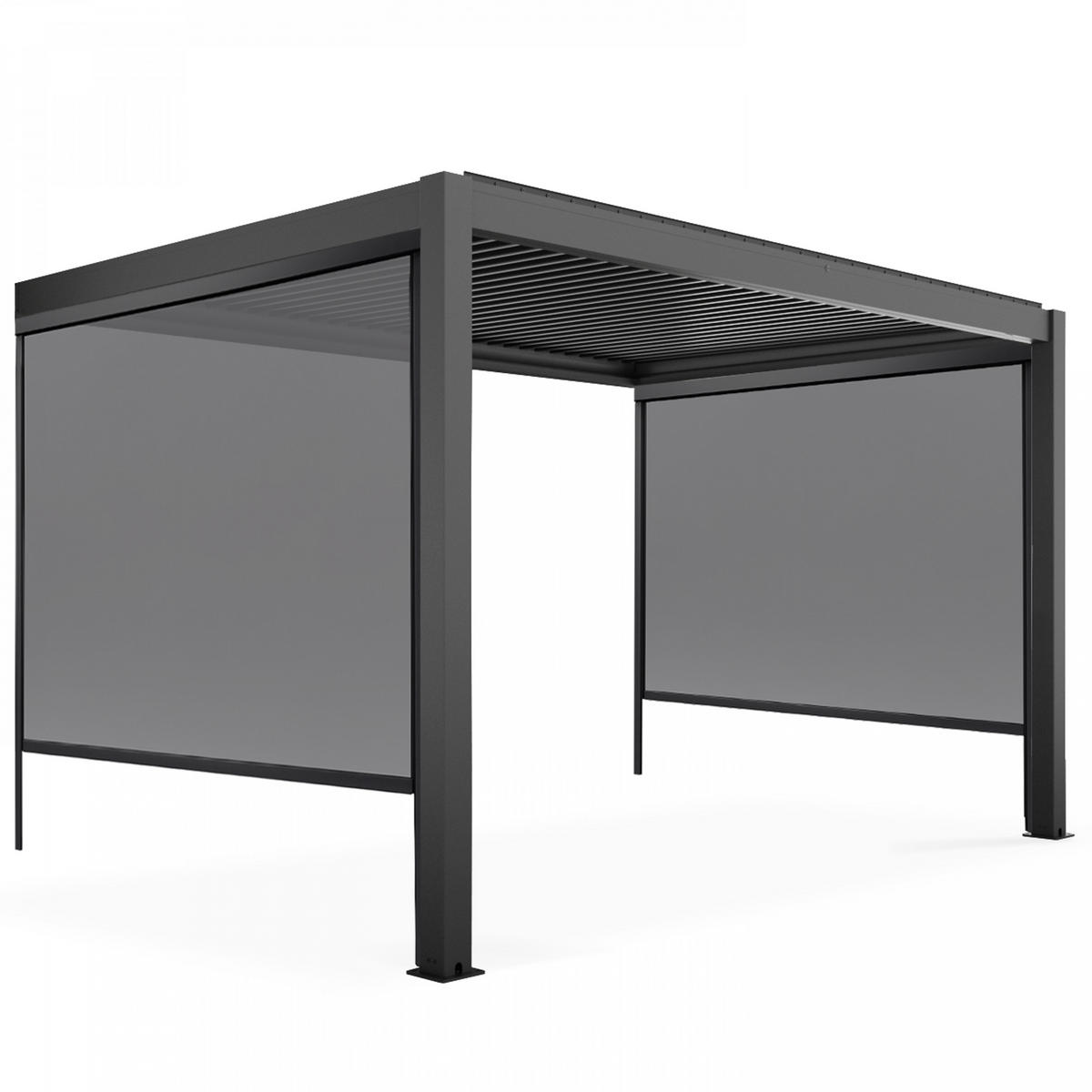 PERGOLA 3x4 m, mit 2 Markisen, Grau - Grau, Metall (281/257/403cm) - Oviala