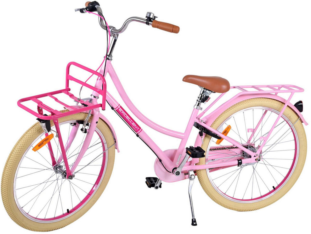 KINDERFAHRRAD Excellent - Mädchen - 24 Zoll - 3 Gänge - Rücktritt + Handbremse - Rosa - Rosa, Metall (65cm) - TPFSports