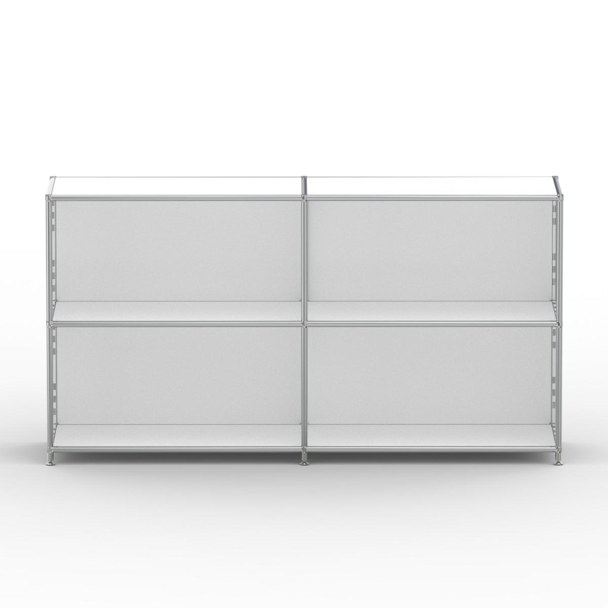 AKTENSCHRANK Büro, 4 offene Fächer, Breite 152 cm, Signalweiß - Chromfarben/Weiß, Metall (40/80.5/152.2cm) - Versee