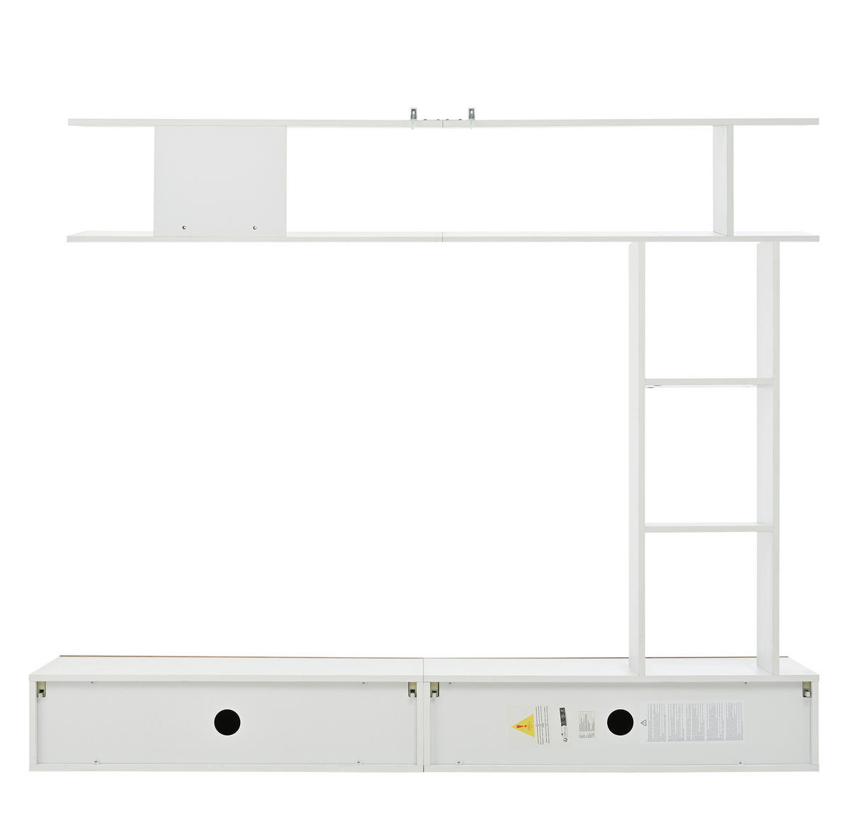 WOHNWAND / Lowboard 180/35/22,5 cm mit Kabeldurchlass und Soft-Close - Weiß, Holzwerkstoff (180/150/35cm) - BEAOK