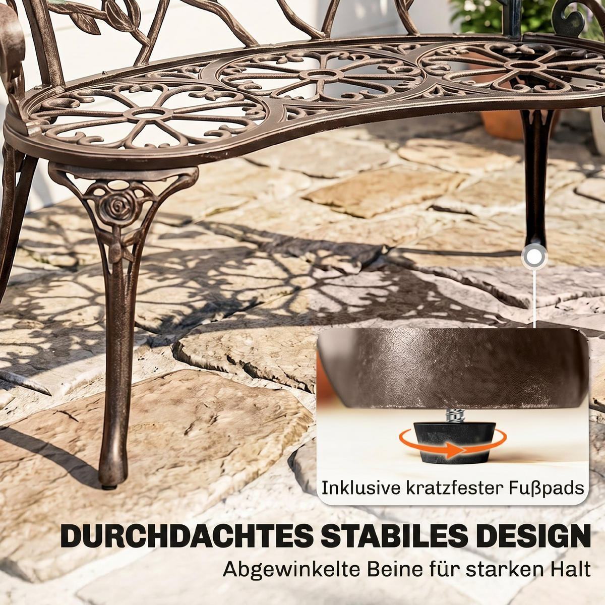 GARTENBANK Gussaluminium Gusseisen Bronze - Bronzefarben, Metall (54/78/100cm) - Outsunny