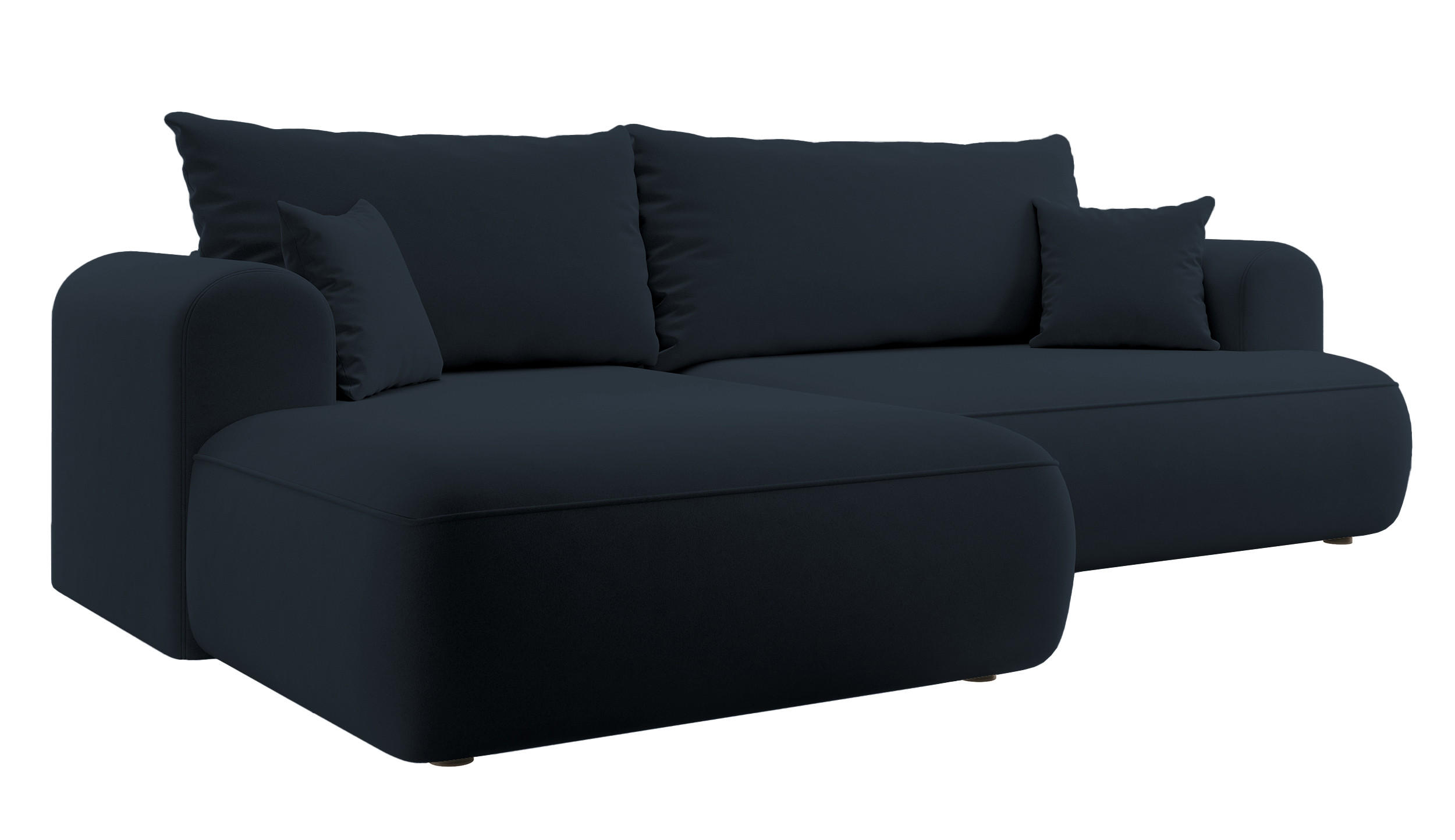 ECKSOFA Ovo Dunkelblau Velours - Schwarz/Dunkelblau, Kunststoff/Textil (260/165cm) - Selsey