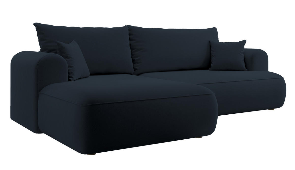 ECKSOFA Ovo Dunkelblau Velours - Schwarz/Dunkelblau, Kunststoff/Textil (260/165cm) - Selsey