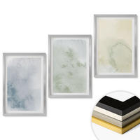 WANDBILDER 3er Set - 40x60 cm Silberner Rahmen - Pastellfarben auf Leinwand - Silberfarben, Kunststoff (40/60cm) - ArtPrintCave