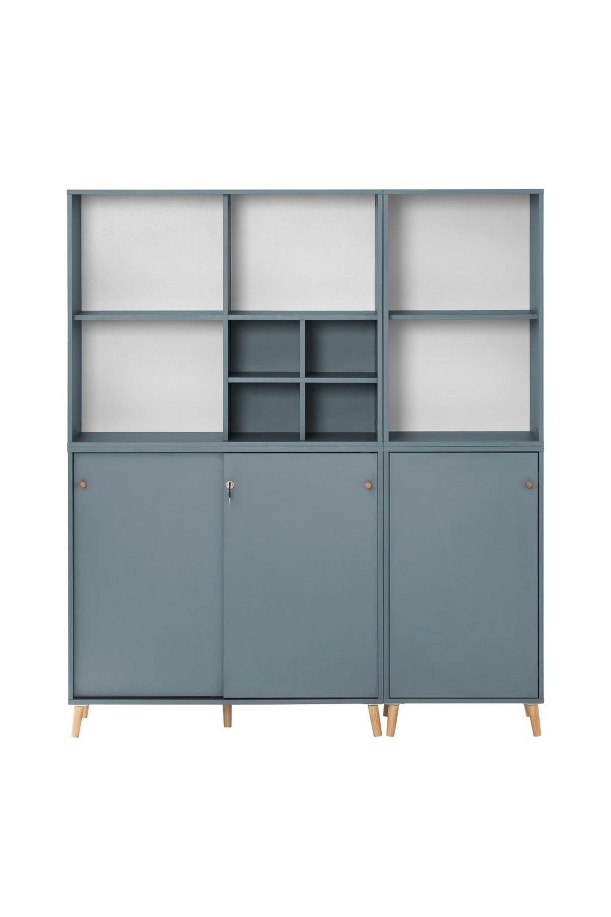 AKTENREGAL Jaguar 2er Set 2 AKTENSCHRANK & REGALKREUZ Breite 51-100 cm Blau - Blau, Holz (151/168.7/41cm) - PROREGAL