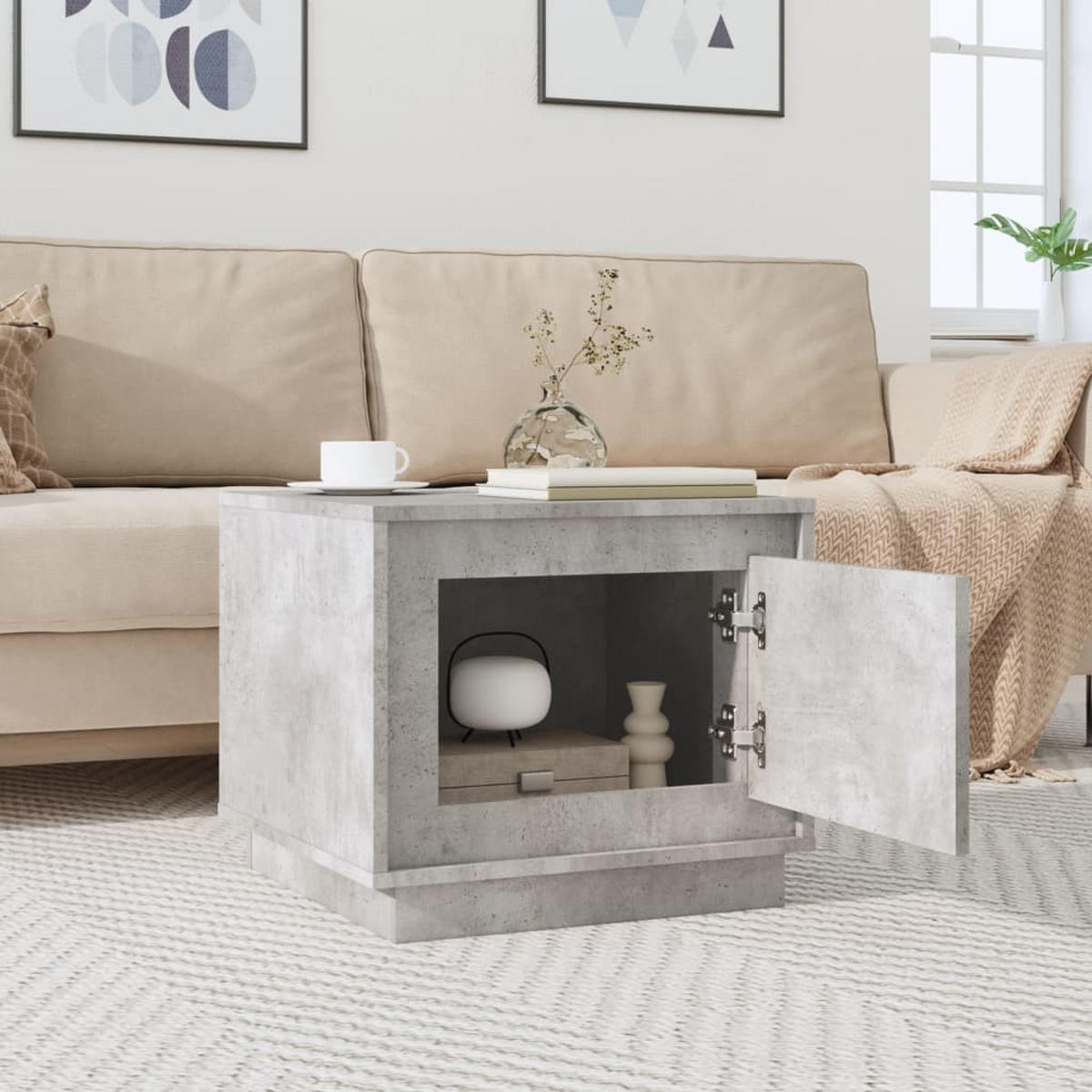 COUCHTISCH Betongrau 51x50x44 cm Holzwerkstoff - Grau, Holzwerkstoff (51/50/44cm) - furnicato