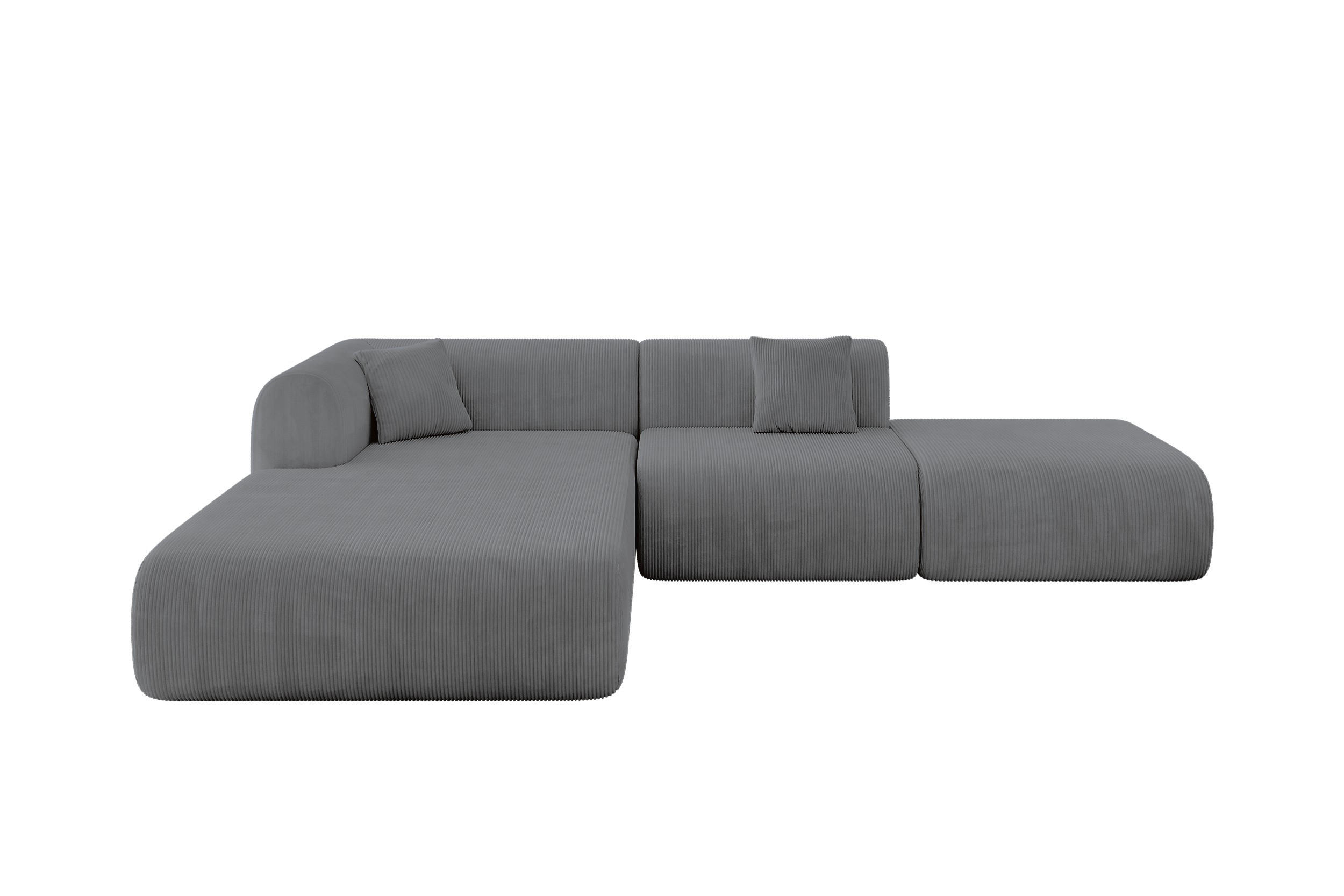 ECKSOFA Ottomane Links OVLY-L 289x176x71 Dunkelgrau Cord - Dunkelgrau/Anthrazit, Holzwerkstoff/Kunststoff (176/289cm) - ALTDECOR