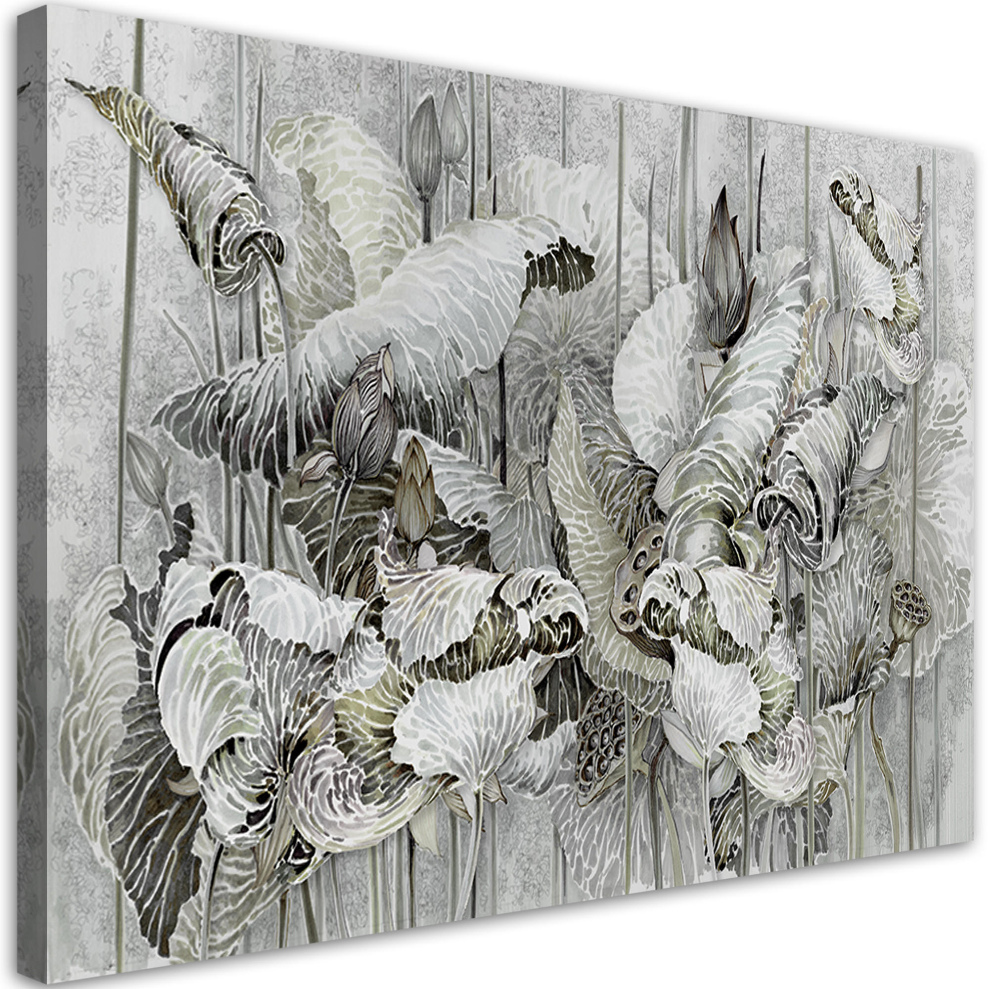 WANDBILD saint lotos blumen - Silberfarben, Textil (60/40cm) - Feeby