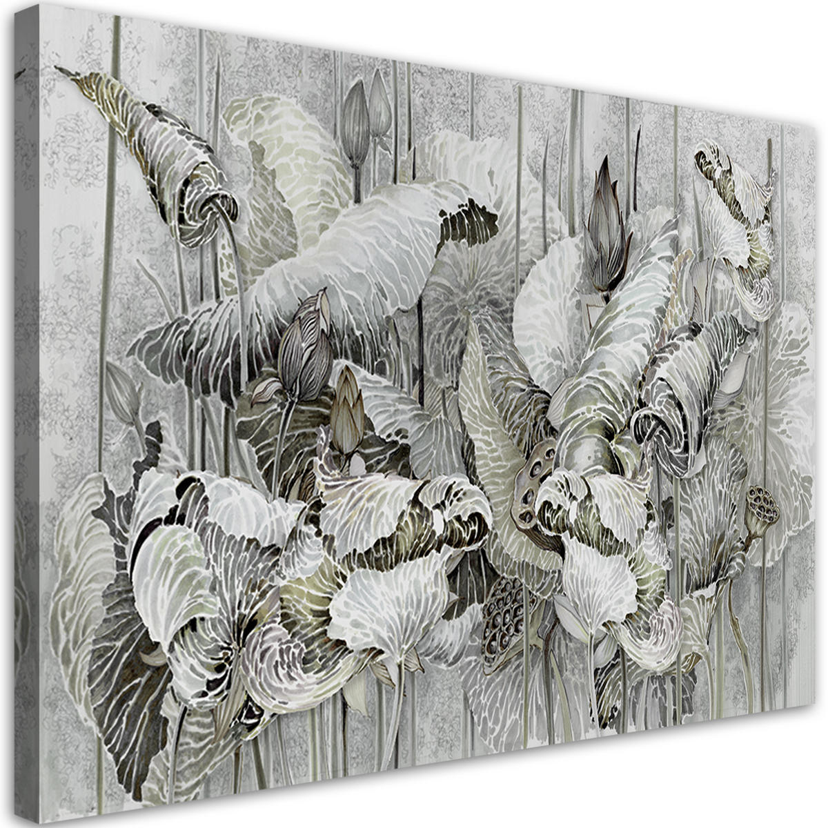 WANDBILD saint lotos blumen - Silberfarben, Textil (60/40cm) - Feeby