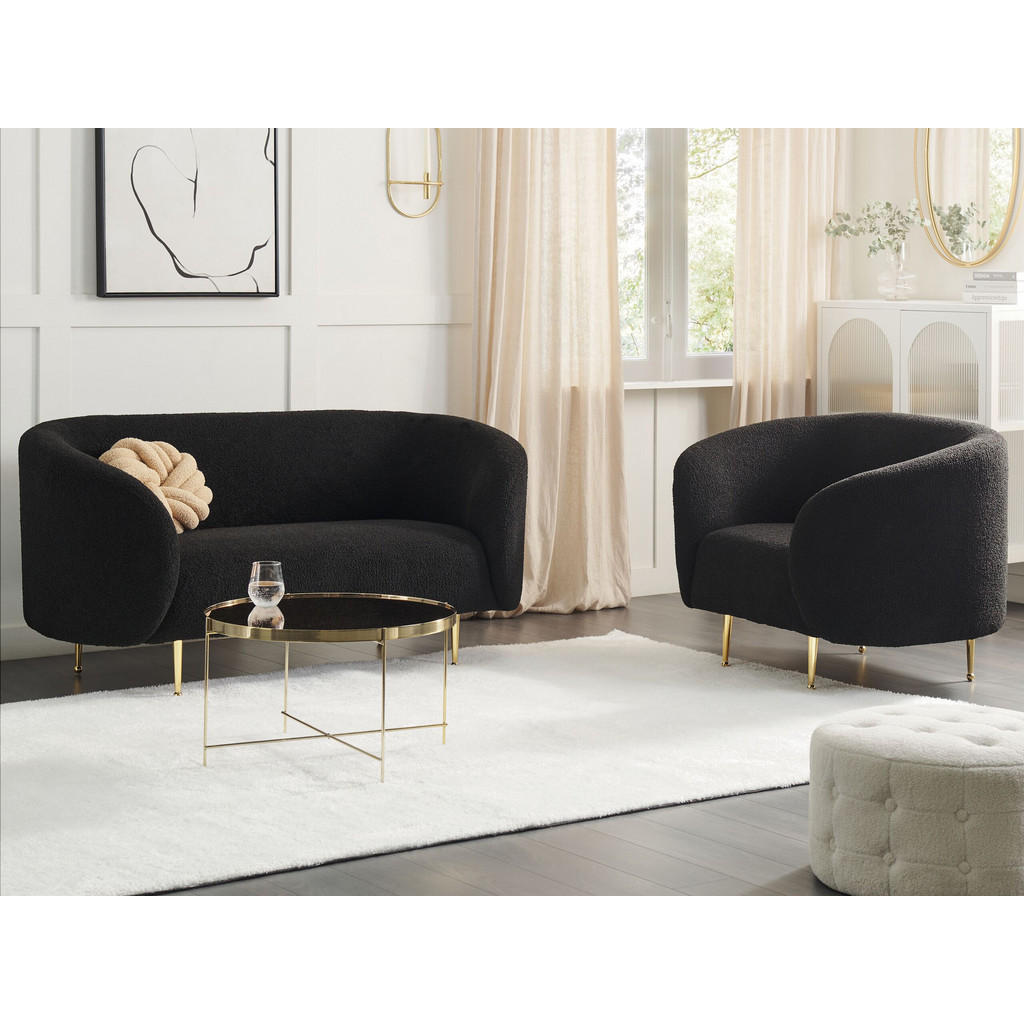 Thumbnail - Beliani 3-Sitzer, Schwarz, Textil, 155x79x70 cm, Wohnzimmer, Sofas & Couches, Sitzgarnituren