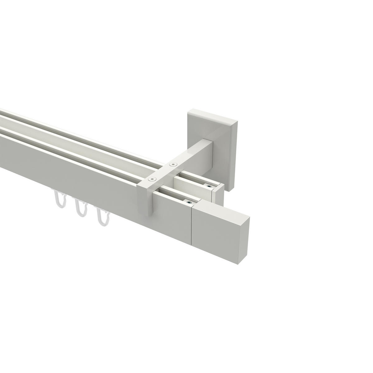 INNENLAUF-GARDINENSTANGEN-SET Smartline Lox 480 cm (geteilt in 3 x 160 cm), 2-läufig, 14x35 mm Weiß - Weiß, Metall (480cm) - INTERDECO