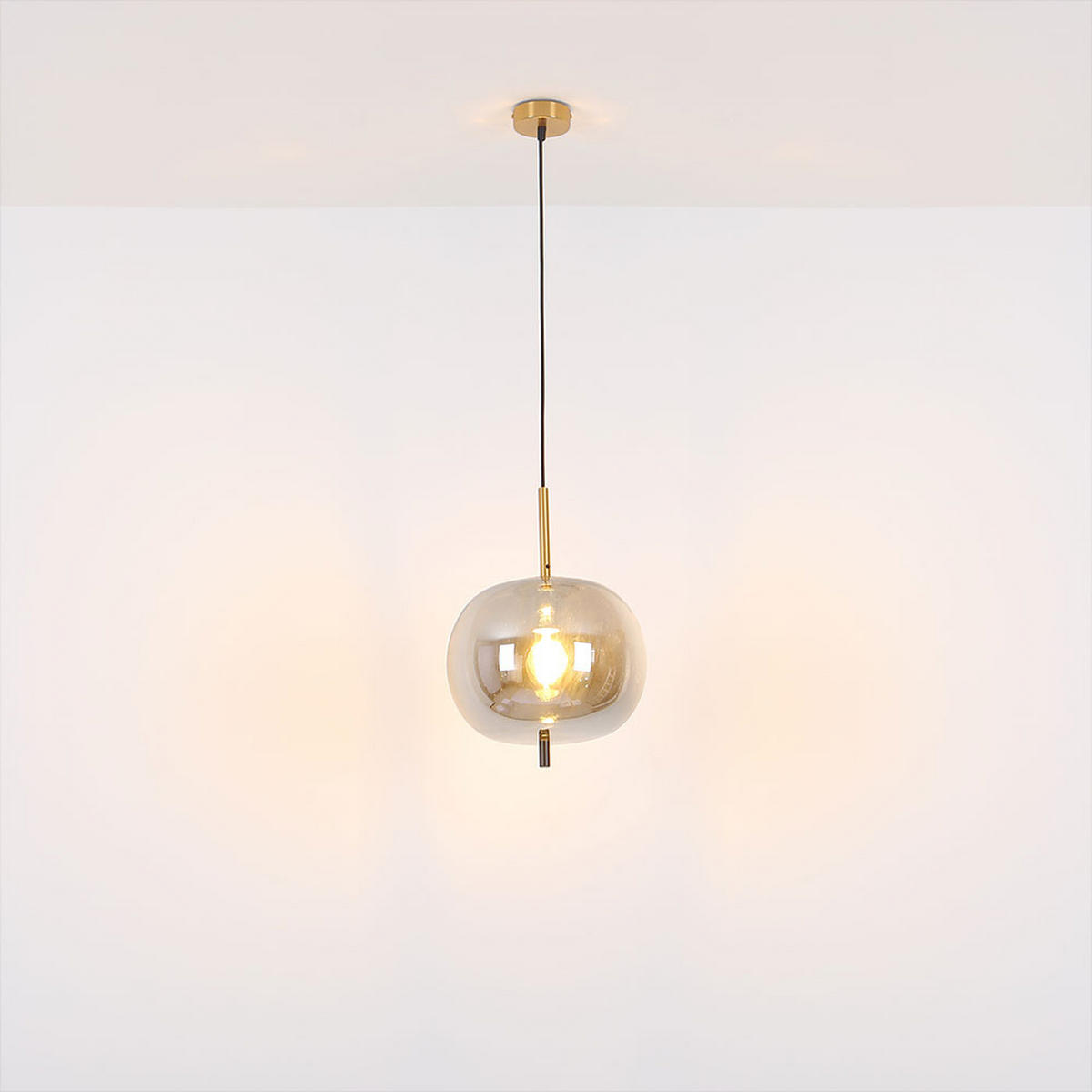 HÄNGELEUCHTE Metall Rauchgrau Matt - Grau, Glas (30/30/120cm) - Globo Lighting