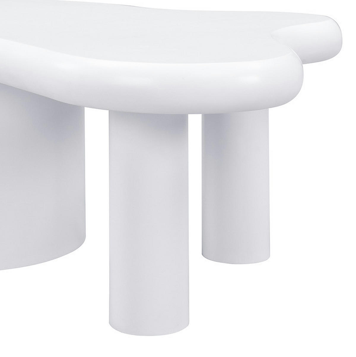 COUCHTISCH 97/64/42 cm in Weiß mit 2 Schubladen und organischer Form - Weiß, Holzwerkstoff (97/64/42cm) - Flora Grace