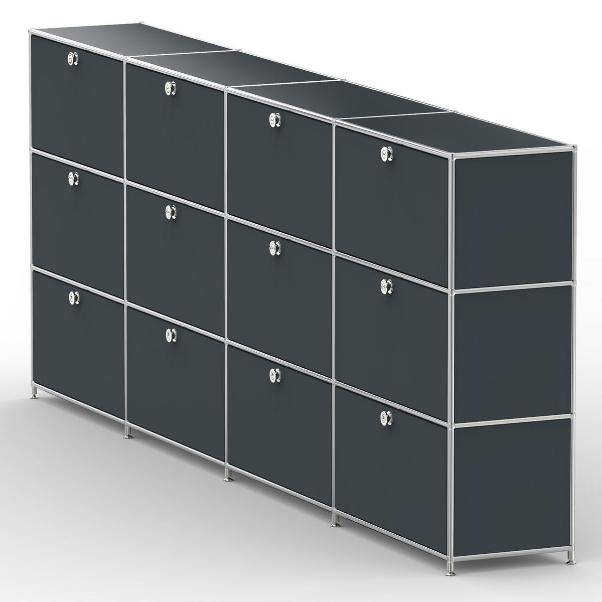 HOCHSCHRANK, 12 Klappen, Schloss, Breite 302 cm, Anthrazitgrau - Chromfarben/Silberfarben, Metall (40/118/302.2cm) - Versee