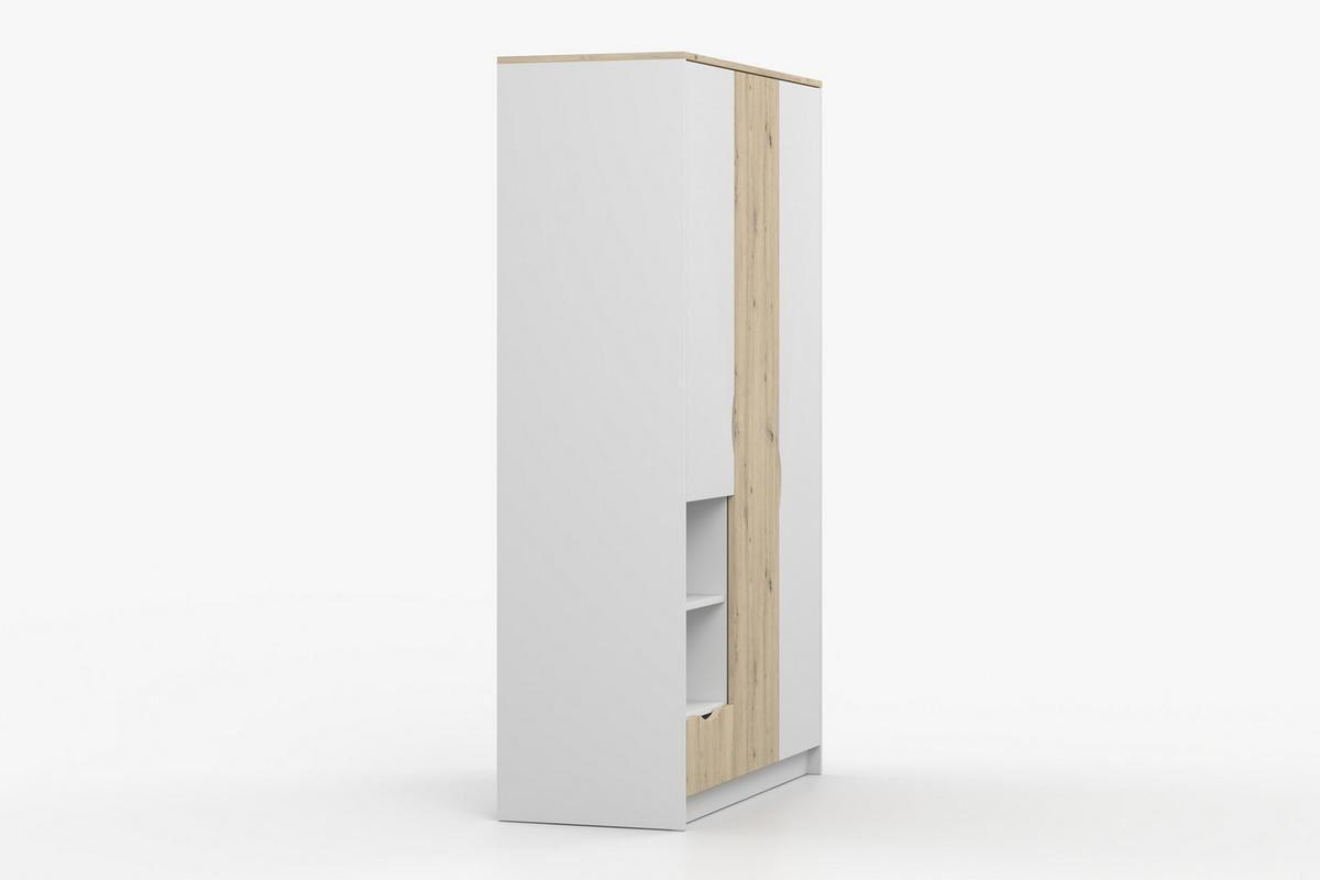 KINDERKLEIDERSCHRANK JUMI 120/193/50 cm in Weiß/Eiche Artisan - Weiß/Eiche Artisan, Holzwerkstoff (120/193/50cm) - Deine Möbel 24