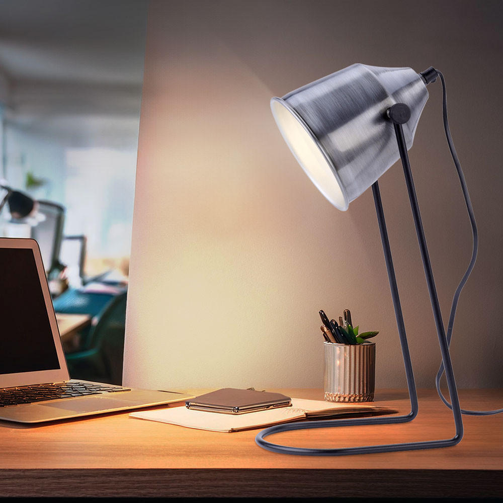 TISCHLEUCHTE Eisen Silber Industrial Stil - Silberfarben, Metall (24/16/43.5cm)