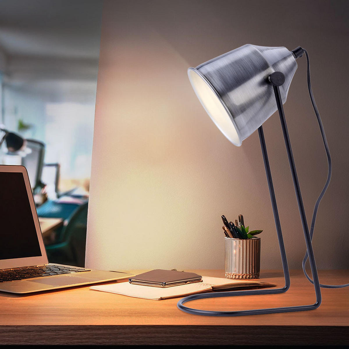 TISCHLEUCHTE Eisen Silber Industrial Stil - Silberfarben, Metall (24/16/43.5cm)