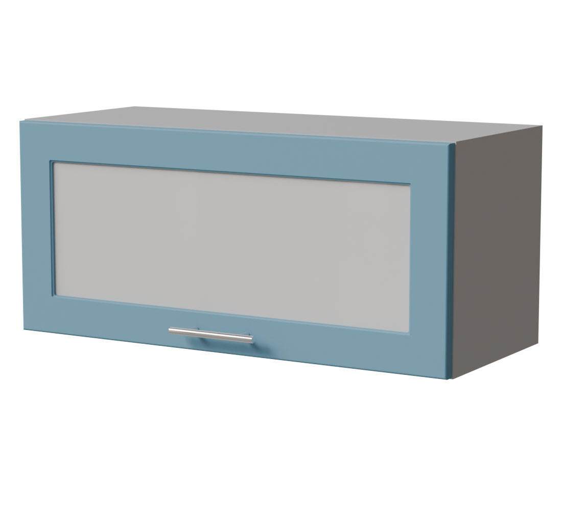 KLAPPHÄNGESCHRANK Bari W4BS/80 WKF Grau / RAL 5024 pastellblau 80 / 32,5 / 36cm Gasdruckdämpfer - Blau/Grau, Holz/Holzwerkstoff (80/36/32.5cm) - Feldmann-Wohnen