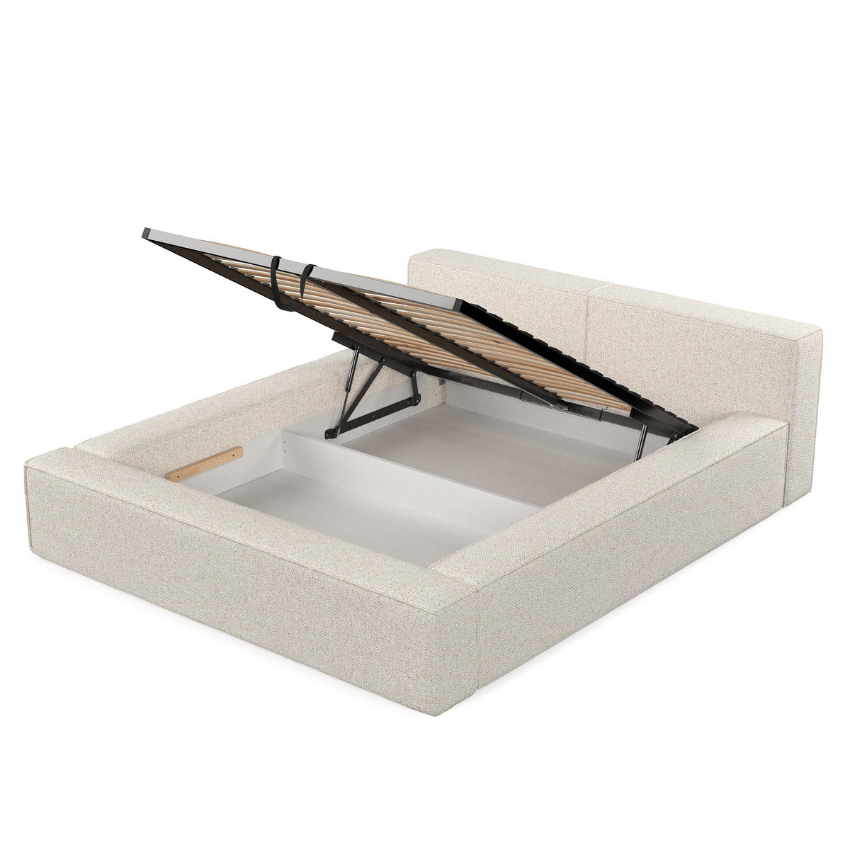 POLSTERBETT Casto mit Stauraum 200/200 cm Hellbeige im Blur Stoff - Beige/Schwarz, Holz/Holzwerkstoff (200/200cm) - AltaBeds