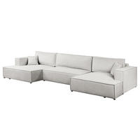 WOHNLANDSCHAFT mit Schlaffunktion - Hellgrau/Schwarz, Kunststoff/Textil (398/70/148cm) - home24