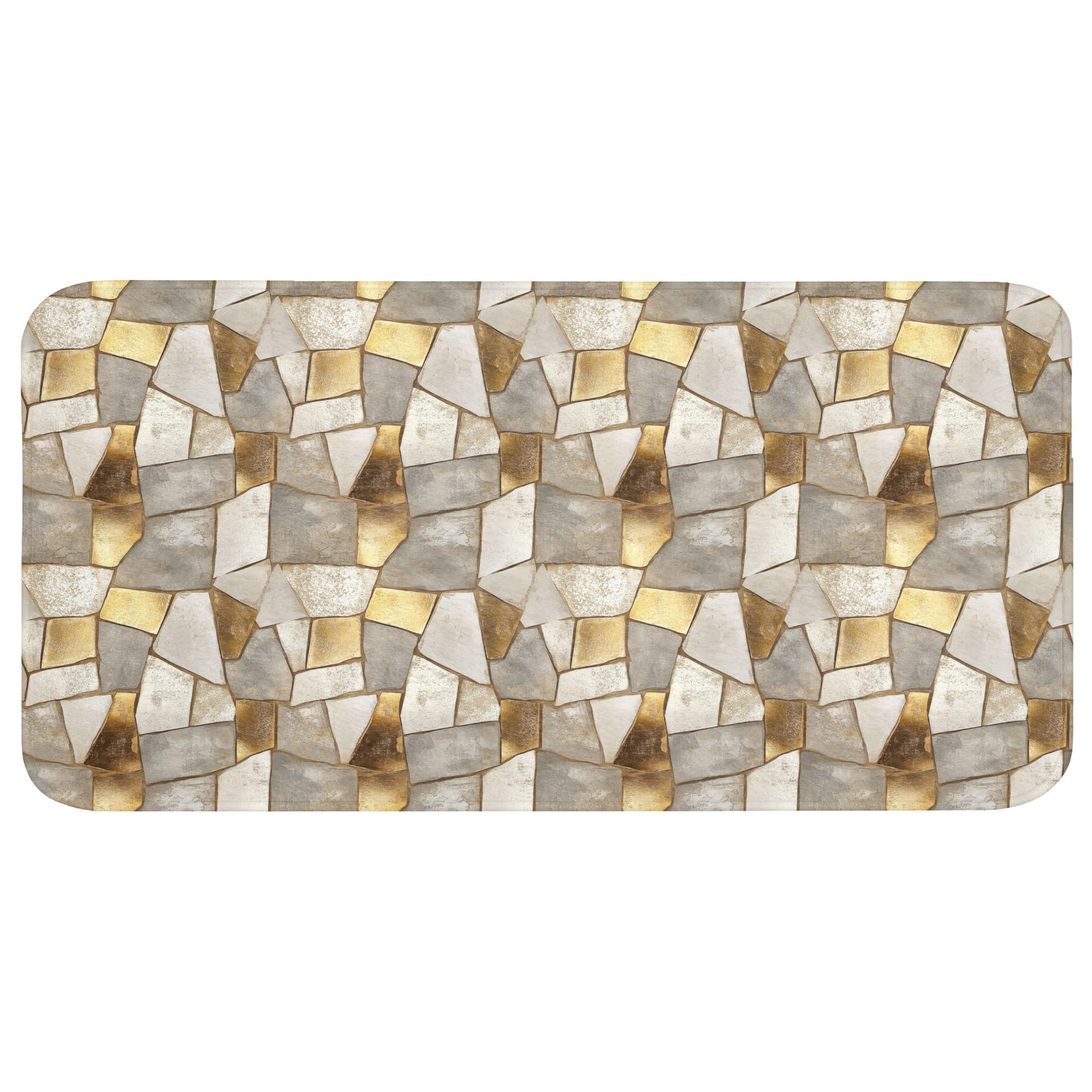 BADEMATTE Mosaik - Marmor - Gold Badezimmerteppich 120x60 cm - Champagner, Kunststoff/Textil (120/60cm) - OnlyWow