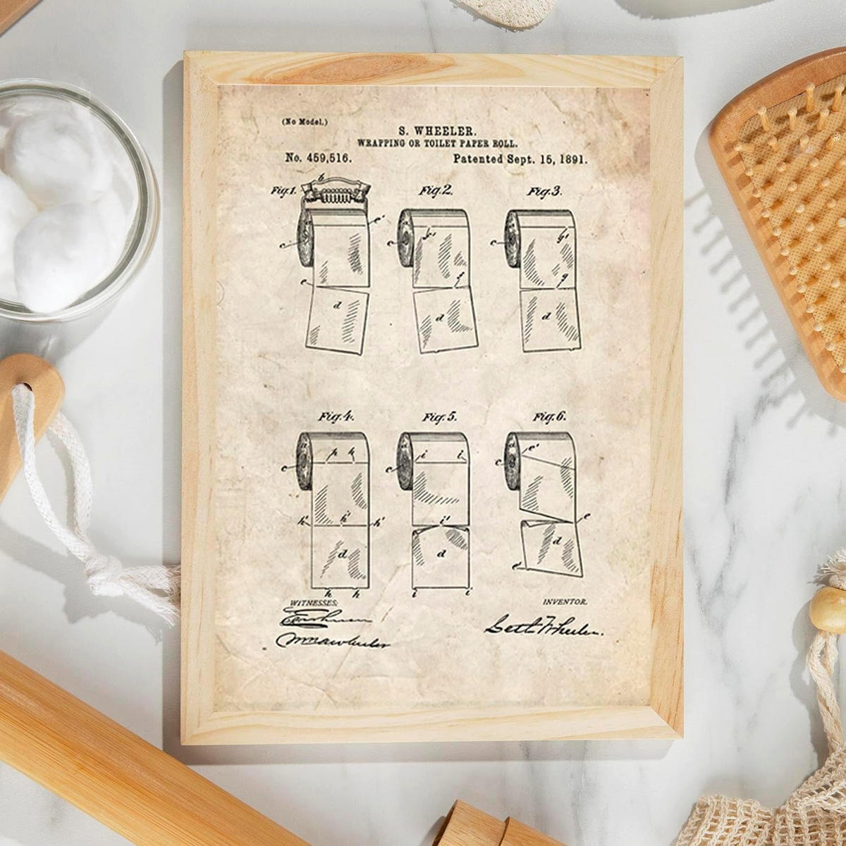 POSTER Set mit 4 Badezimmer Vintage Patent Größe A4 Rahmenlos - Klar, Papier (21/1/29.7cm) - Nacnic