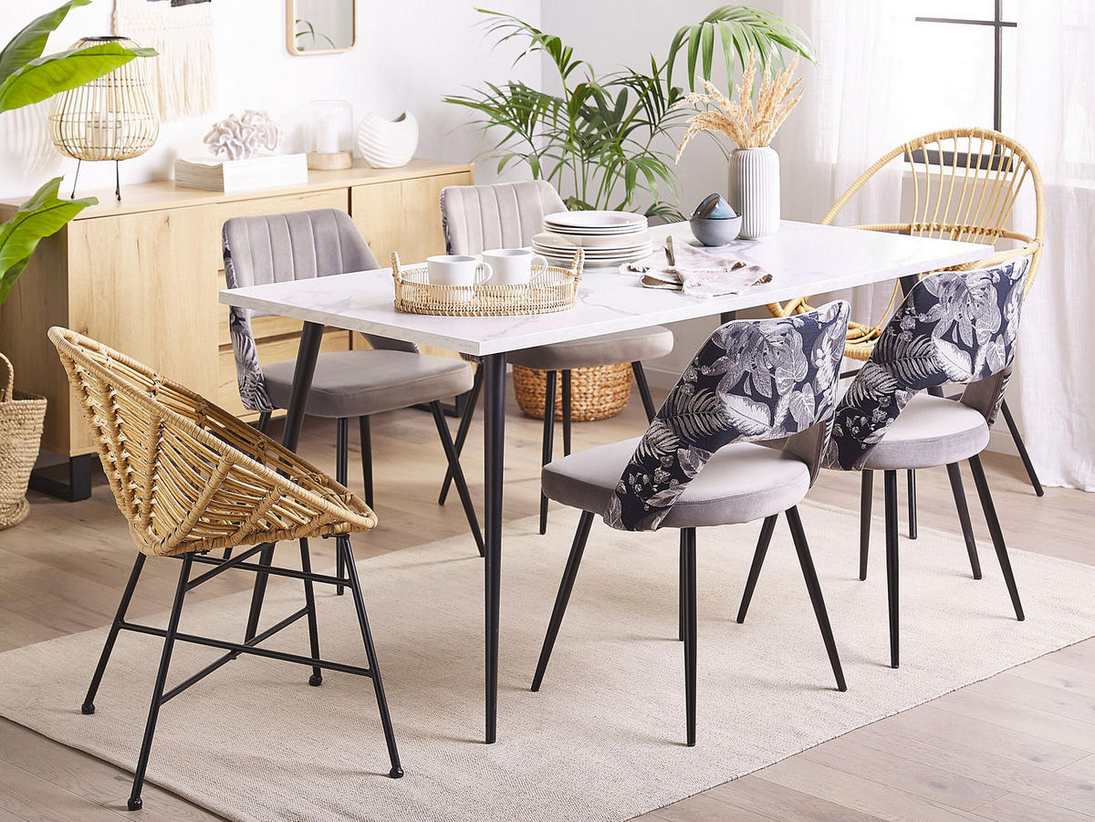 STUHL 2er-Set Samtstoff Grau Ansley - Grau, Textil/Metall (50/79/43cm) - Beliani