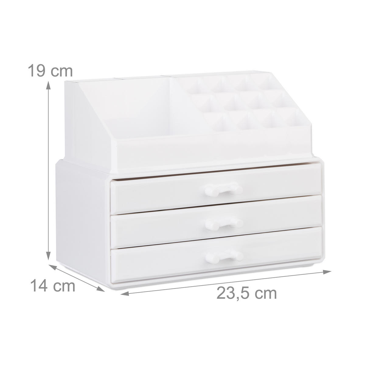 MAKEUP Organizer - Weiß, Kunststoff (23.5/19/14cm) - Relaxdays