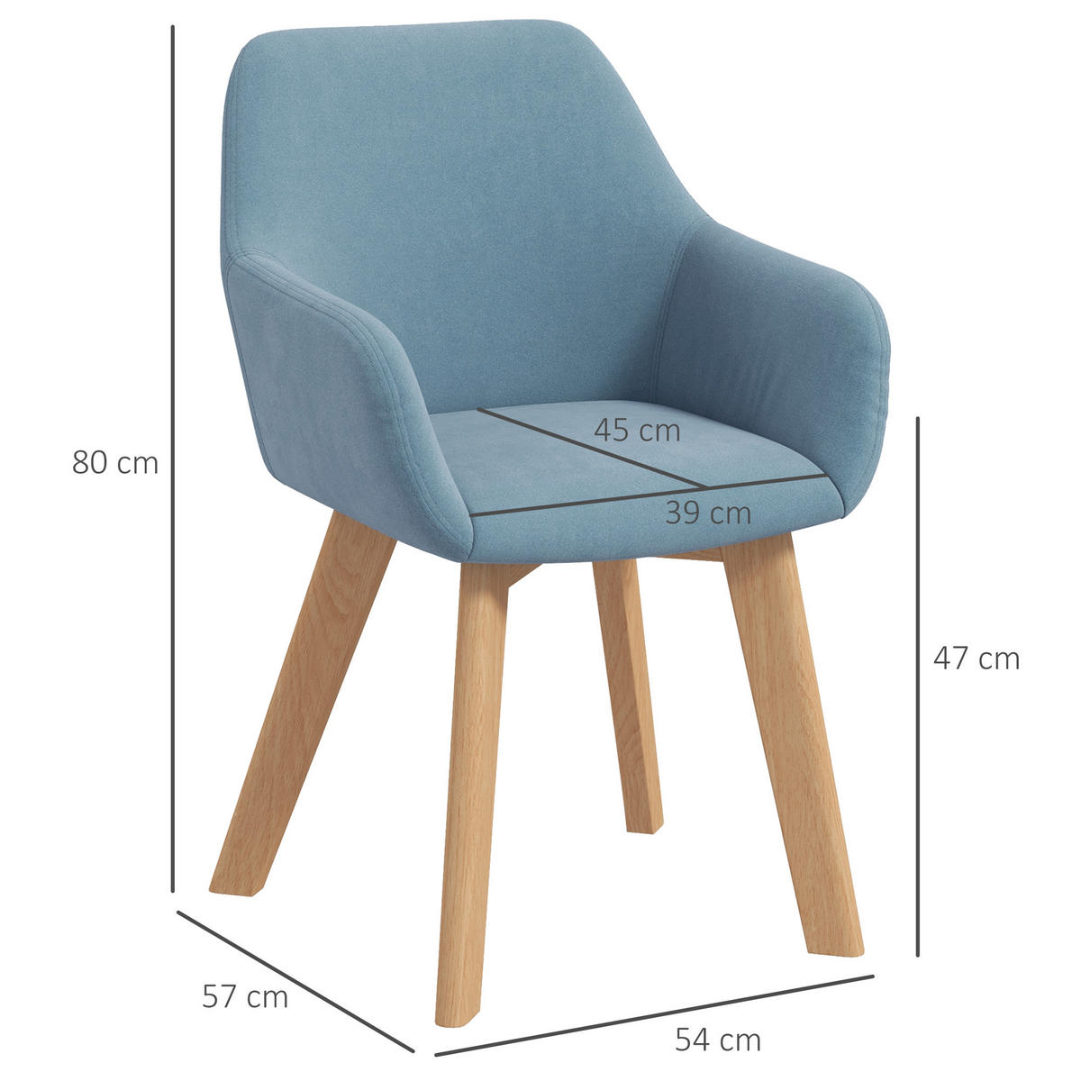 ESSZIMMERSTÜHLE 2er-Set DE-13333 Veloursbezug & Holzfüße Blau - Blau, Holz (57/80/54cm) - ComfortXL