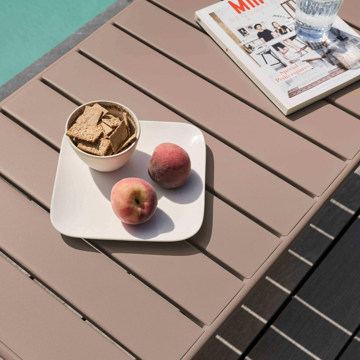 GARTEN-LOUNGETISCH, Taupe - Taupe, Metall (90/50/40cm) - Oviala