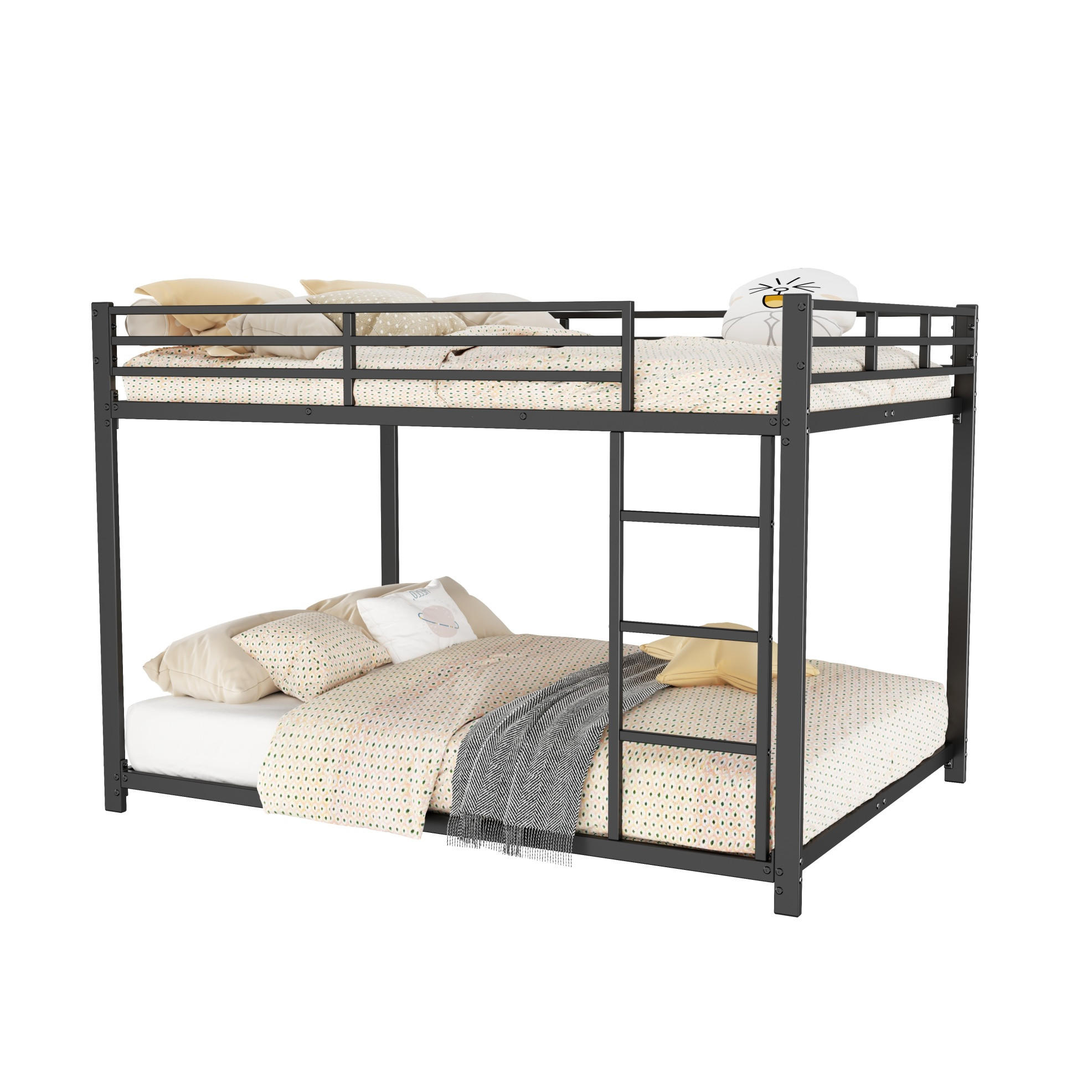 ETAGENBETT Kinderbette 140/200 cm aus Metall mit 26 cm Sicherheitsleisten Schwarz - Schwarz, Metall (140/200cm) - Modenvie