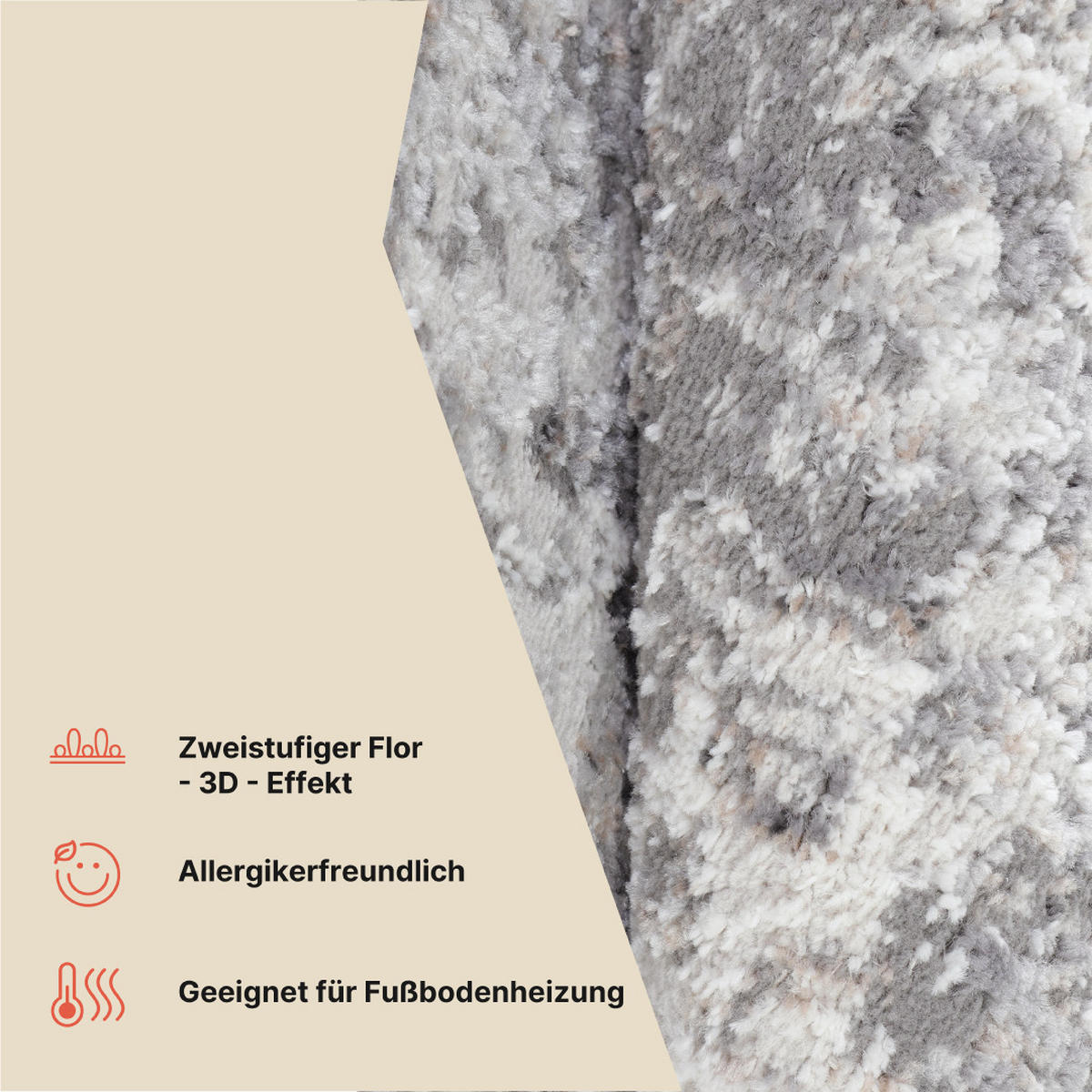 TEPPICH VALLEY Grau Rund 100/100 cm - Grau, Textil (100/100cm) - Tapiso