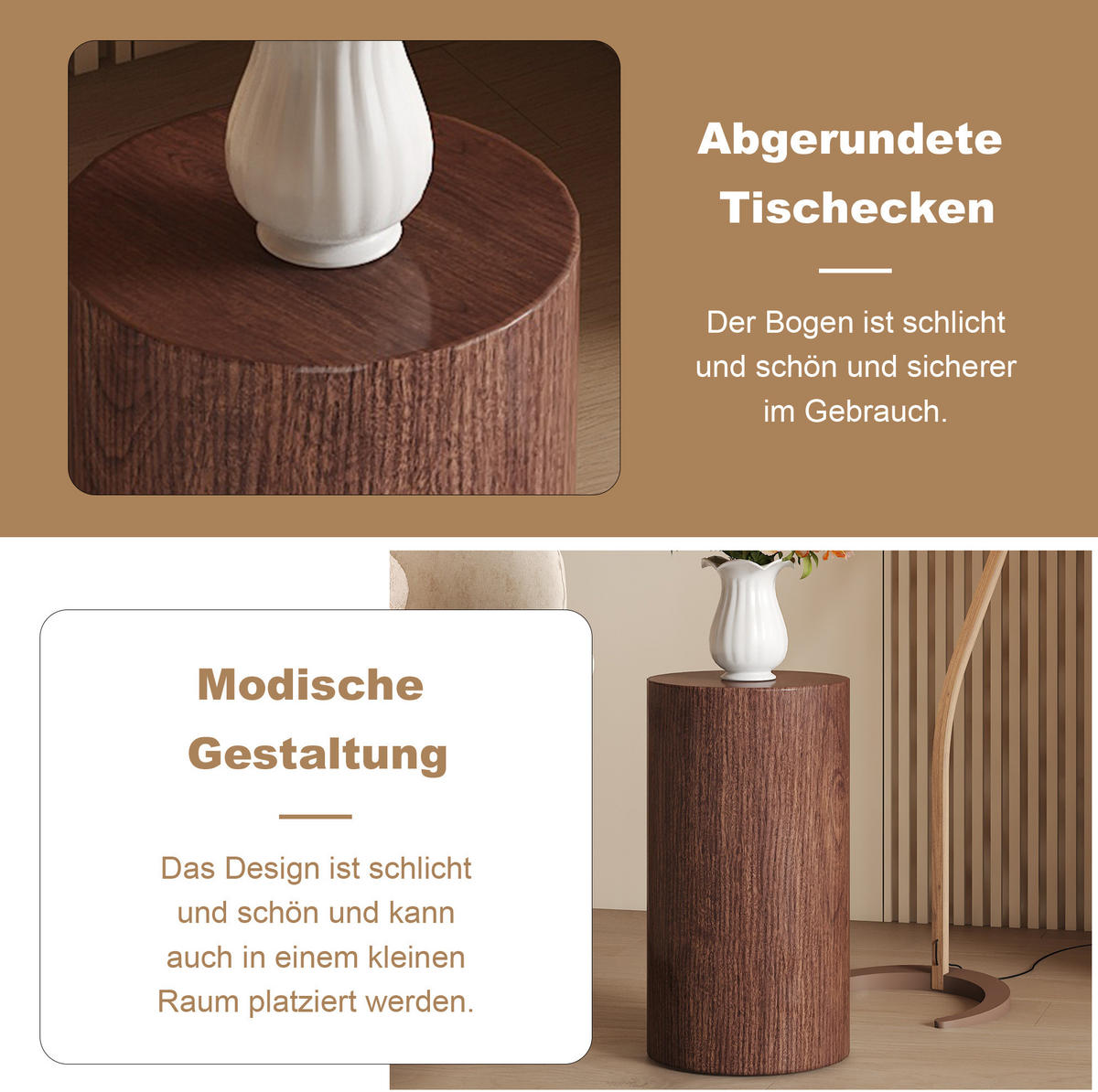 ODKLÁDACÍ stolek 30/30/55 cm ořechová z MDF bez montáže - barva vlašského ořechu, kompozitní dřevo (30/30/55cm) - OKWISH