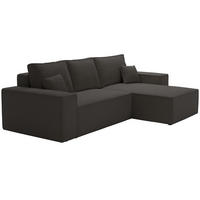 ECKSOFA Bouclé 280 cm Bergamo L mit Bettkasten, Schlaffunktion, Rechts - Schwarz - Schwarz, Holz (189/277cm) - Emporius
